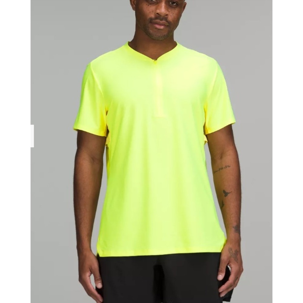 Lululemon Vented Tennis Short Sleeve Shirt Neon Yellow Equinox Mens Large